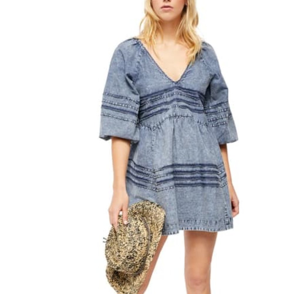 FREE PEOPLE Sweet Surrender Denim Mini Dress